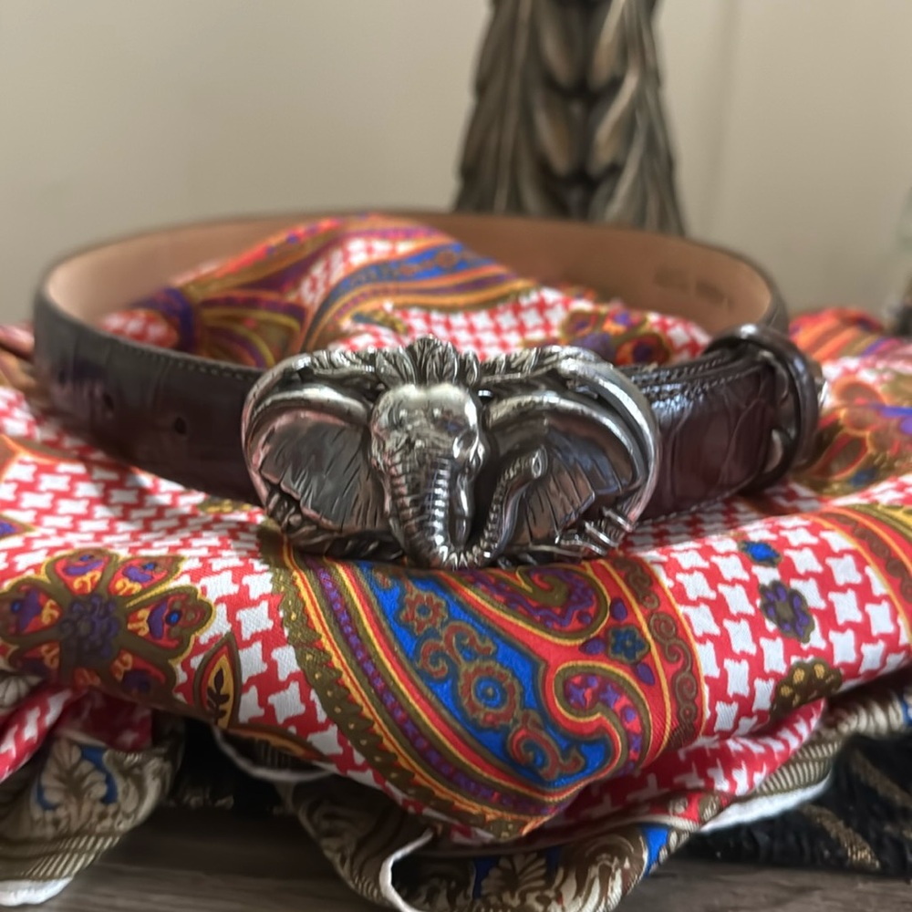 Brighton Leather Belt with elephant buckle